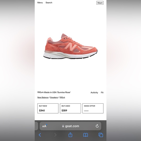 New Balance 990v4 “Sunrise Rose” Mens 9.5